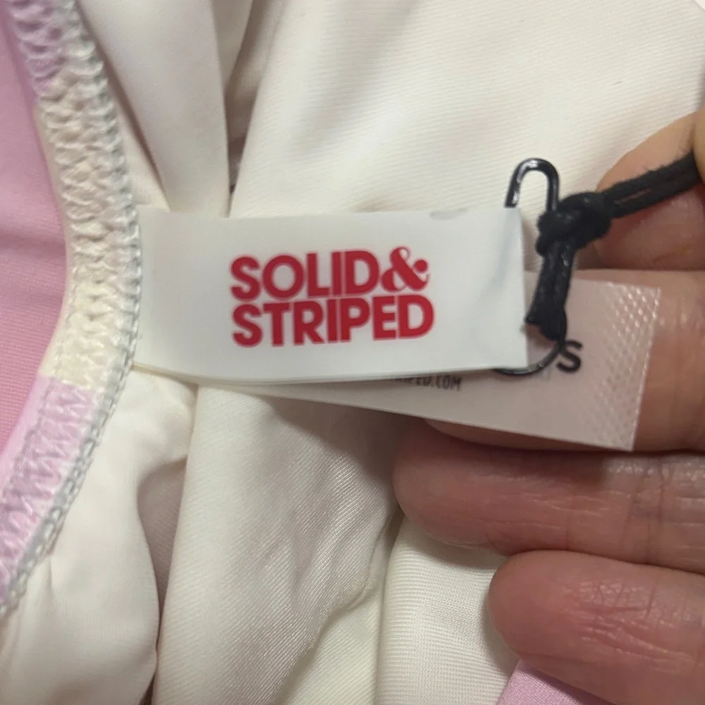 SOLID & STRIPED Pink and White Striped One Piece Swimsuit - Picture 3 of 3